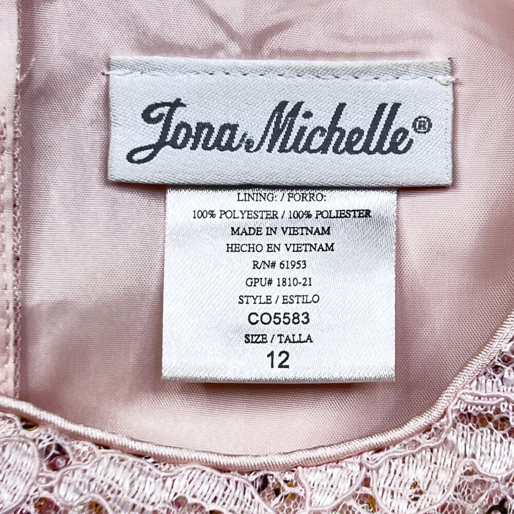 Jona Michelle Petal Baby Pink Princess Floral Lace Sequin Tiered Tule Sz 12 NWOT - Picture 9 of 10